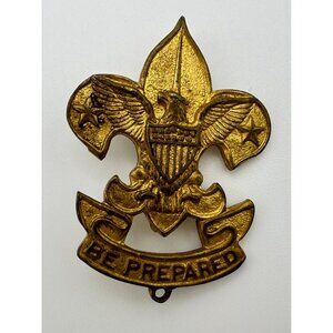 Antique gold plated BSA Boy Scouts of America Be Prepared Fleur de Lis pin